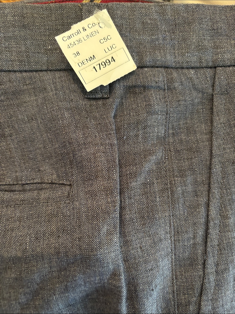 Luciano Barbera Gray Denim-Look Linen Dress Pants
